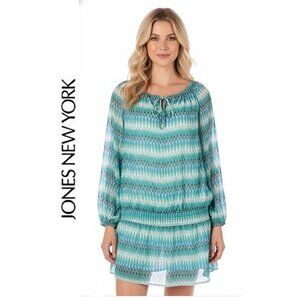 JONES NEW YORK, Teal Boho print tunic